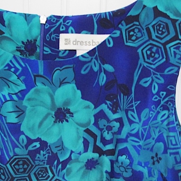 Sleeveless Blue&Petrol Sheath Dress, Size 8 - Picture 3 of 8